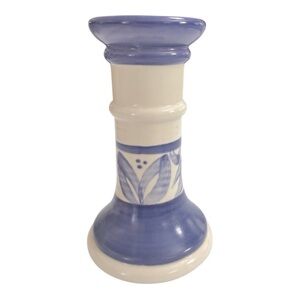 Pfaltzgraff Villa Flora Candlestick Holder, Vintage Blue Pfaltzgraff